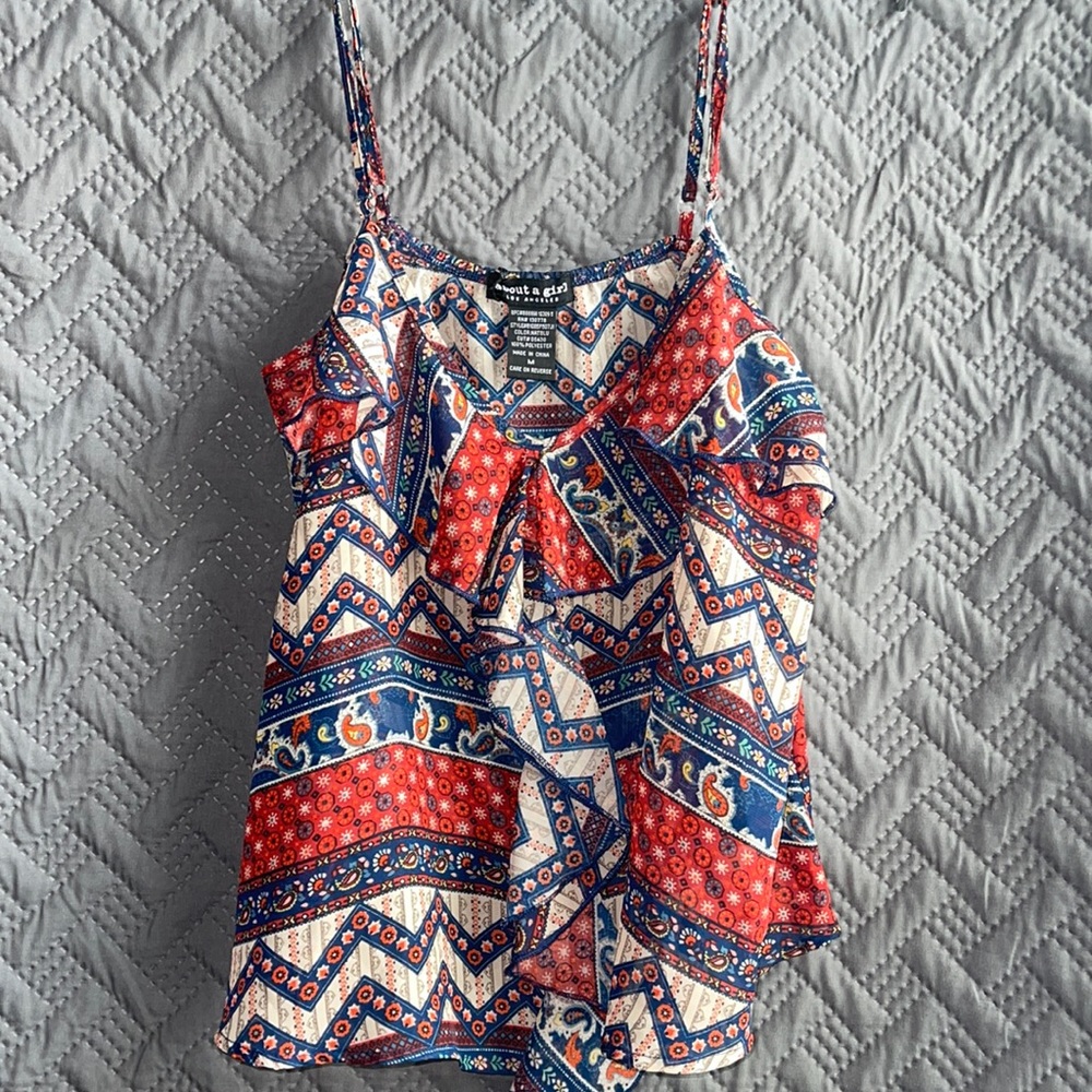 About a Girl Los Angeles Multicolor Ruffled Tank Top